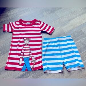 Hanna Andersson Where’s Waldo Short John PJs Pajamas 110